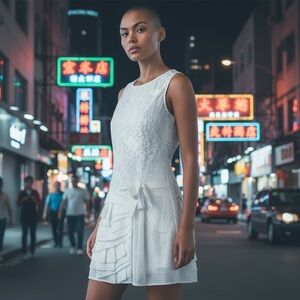 NWT Sachin + Babi for Ankasa ‘Kimberly’ Eyelet Dress w/ Patchwork in White Sz 2